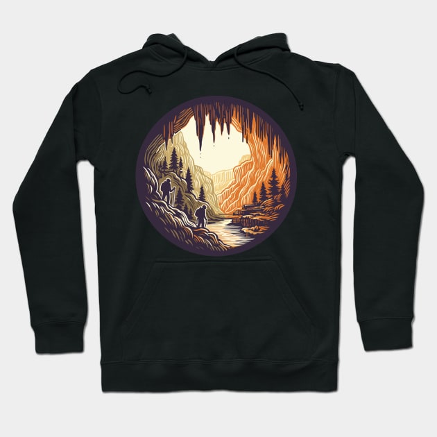 Retro Caving explore adventure Hoodie by TomFrontierArt